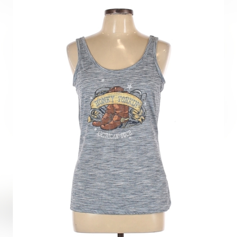 Ariat Gray Graphic Tank with Western Boot Print